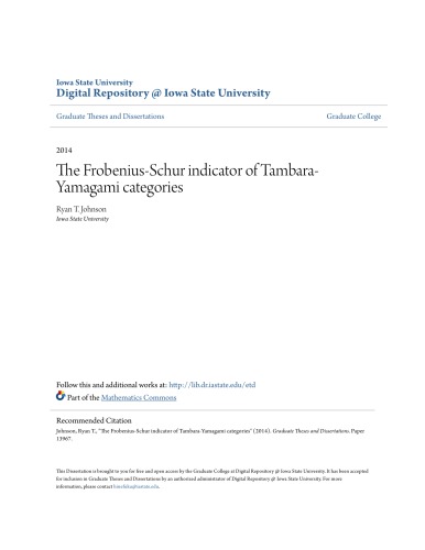 The Frobenius-Schur indicator of Tambara-Yamagami categories [PhD thesis]