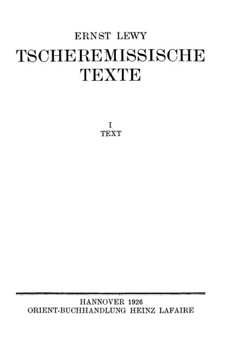 Tscheremissische Texte I. Text