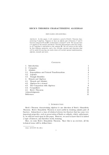 Beck’s theorem characterizing algebras