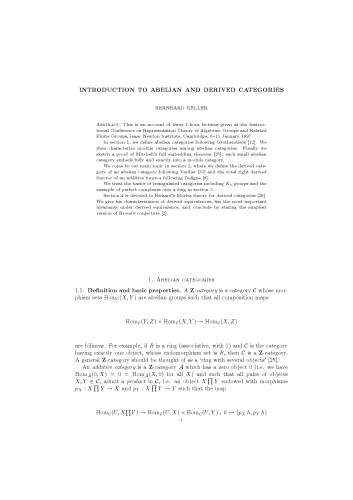 Introduction to Abelian and derived categories [Lecture notes]