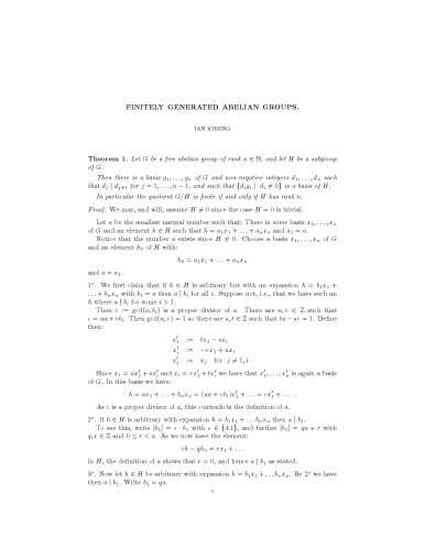 Finitely generated abelian groups