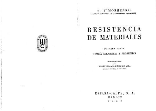 Resistencia de materiales. Parte 1, Teoría elemental y problemas