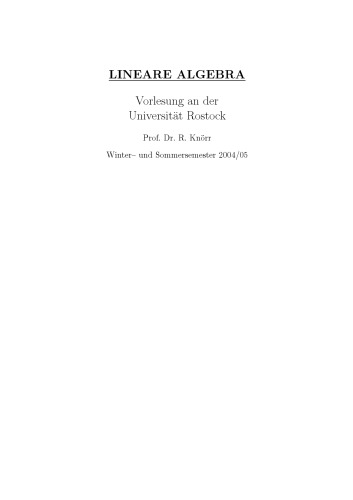 Lineare Algebra: Vorlesung an der Universität Rostock