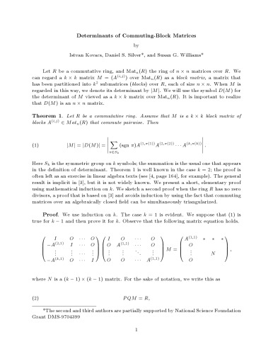 Determinants of Commuting-Block Matrices