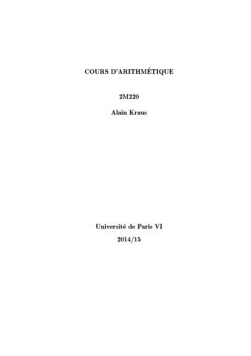 Cours d’arithmétique