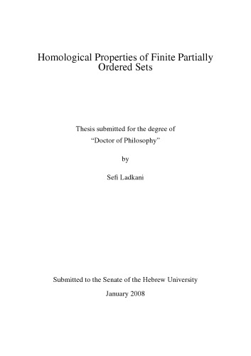 Homological Properties of Finite Partially Ordered Sets [PhD thesis]