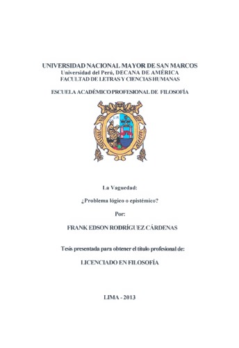 La vaguedad: Problema lógico o epistémico