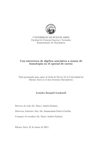 Una estructura de álgebra asociativa a menos de homotopía en el operad de cactus