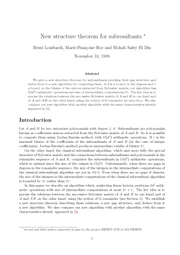 New structure theorem for subresultants