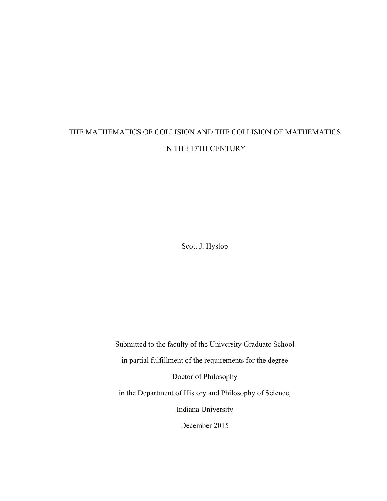 The Mathematics of Collision and the Collision of Mathematics in the 17th Century