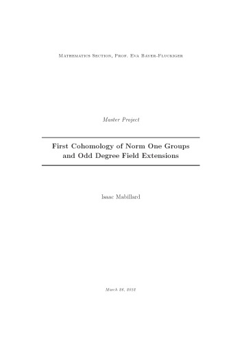 First Cohomology of Norm One Groups and Odd Degree Field Extensions