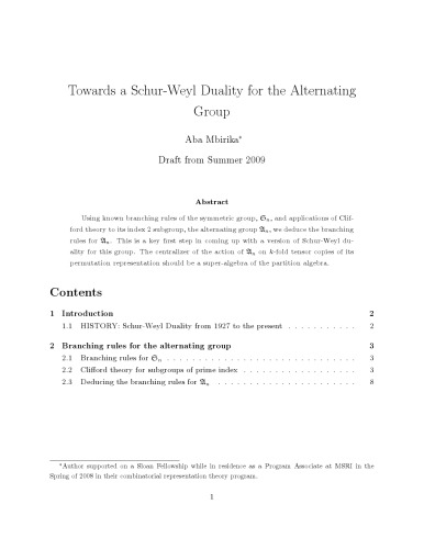 Towards a Schur-Weyl Duality for the Alternating Group