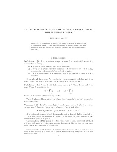 Smith invariants of DU and UD linear operators in differential posets