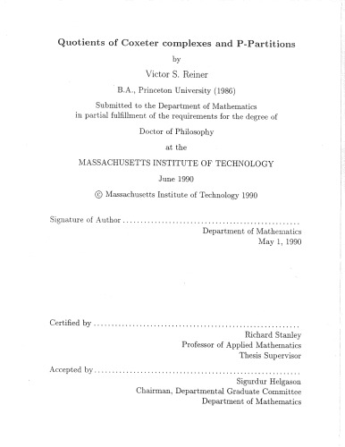 Quotients of Coxeter complexes and P-Partitions