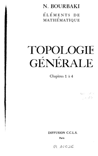 Topologie générale : Chapitres 1 à 4