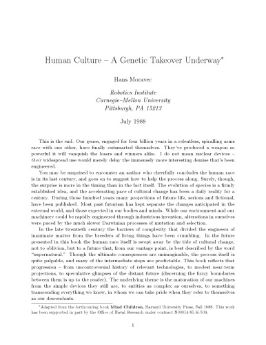 Human Culture: A Genetic Takeover Underway