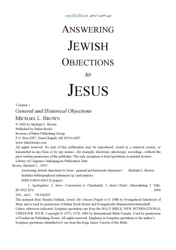 Answering Jewish Objections to Jesus: General and Historical Objections, Vol 1 of 4