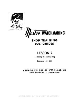 Master Watchmaking Lesson 7