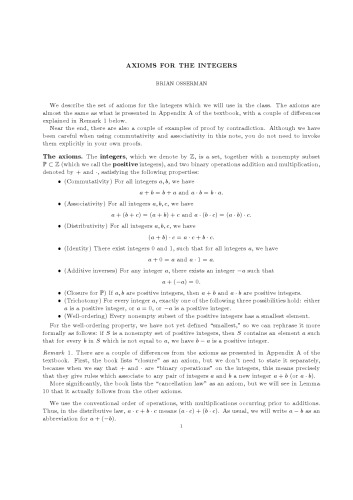 Axioms for the integers