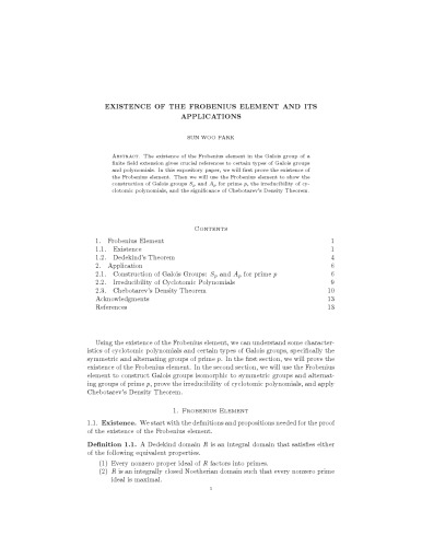 Existence of the Frobenius element and its applications