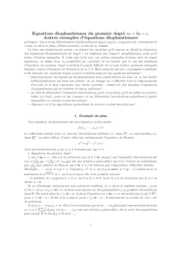 Equations diophantiennes