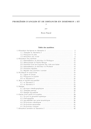 Problèmes d’angles et de distances