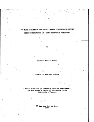 The mise en scène of the poetic process in fourteenth-century pseudo-biographical and -autobiographical narratives