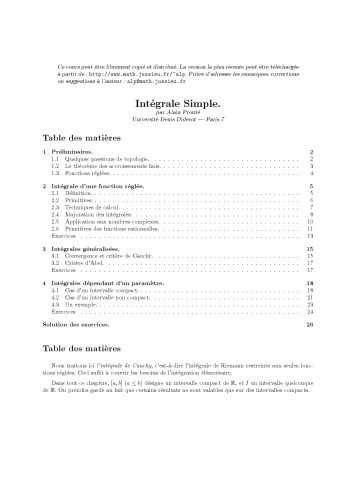 L’Intégrale Simple