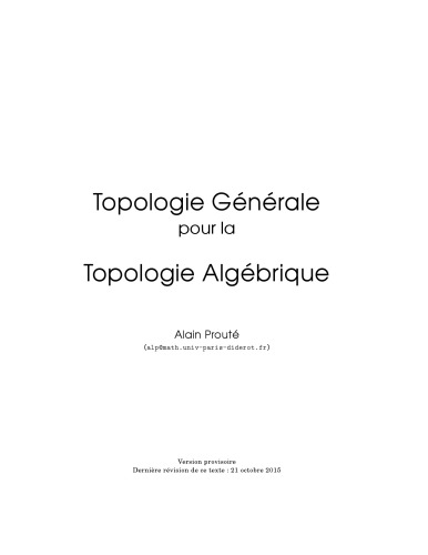 Topologie générale pour la topologie algebrique