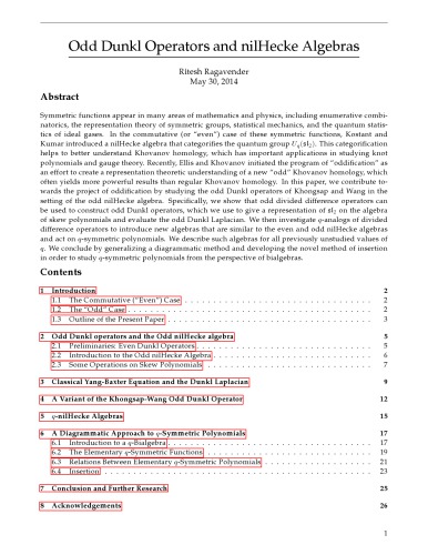 Odd Dunkl Operators and nilHecke Algebras