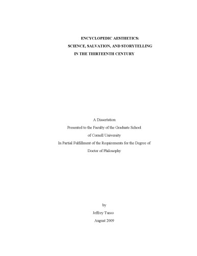 Encyclopedic Aesthetics : Science, Salvation, And Storytelling In The Thirteenth Century
