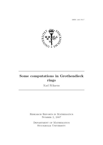 Some computations in Grothendieck rings