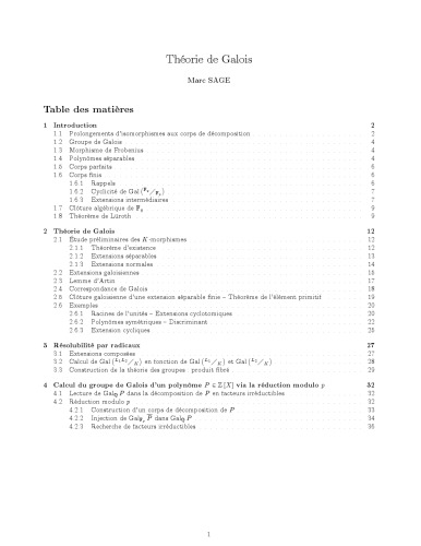 Théorie de Galois [Lecture notes]