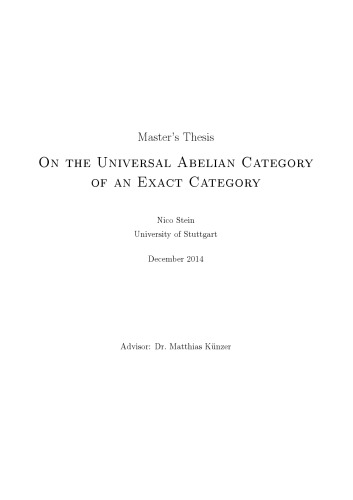 On the Universal Abelian Category of an Exact Category [thesis]