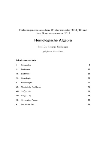 Homologische Algebra [lectures notes]