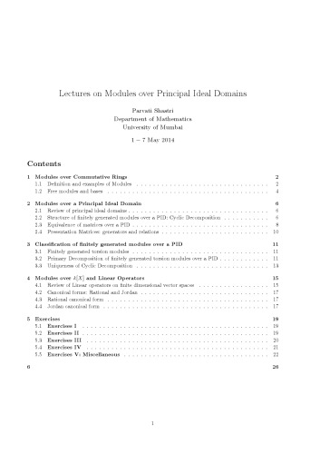 Lectures on Modules over Principal Ideal Domains [Lecture notes]