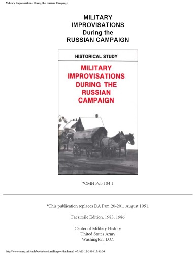 Military improvisations during the Russian campaign