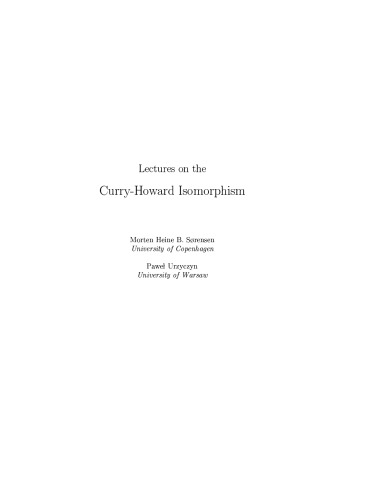 Lectures on the Curry-Howard Isomorphism