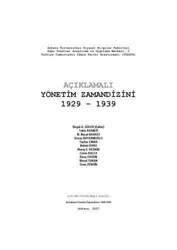 Yönetim Zamandizini 1929 – 1939