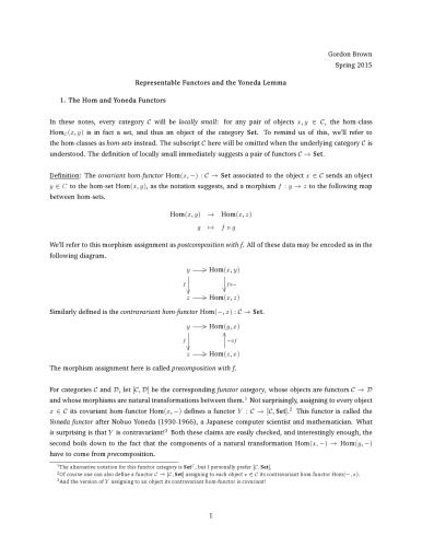 Representable Functors and the Yoneda Lemma [expository notes]