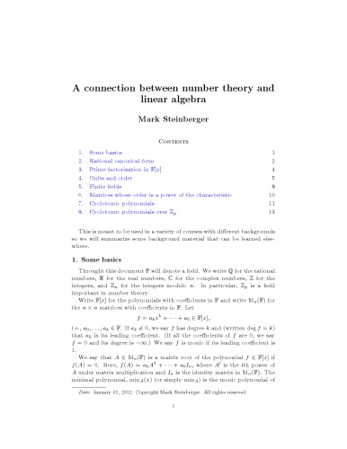 A connection between number theory and linear algebra [expository notes]