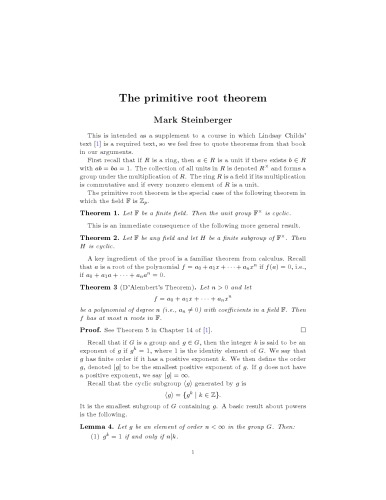 The primitive root theorem [expository notes]