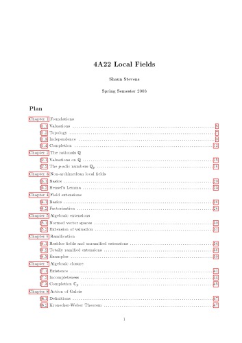 4A22 Local Fields [Lecture notes]