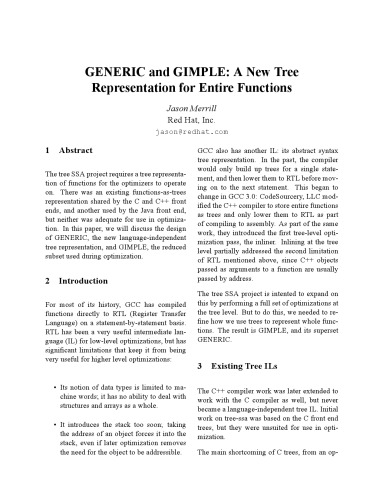 GENERIC and GIMPLE: A New Tree Representation for Entire Functions