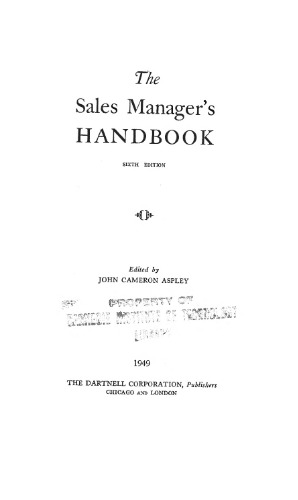 The Sales Manager’s Handbook