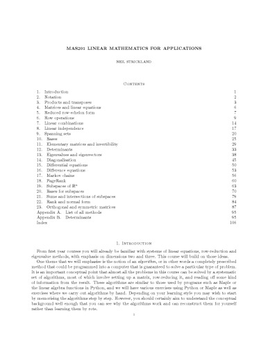 MAS201 Linear mathematics for applications [Lecture notes]