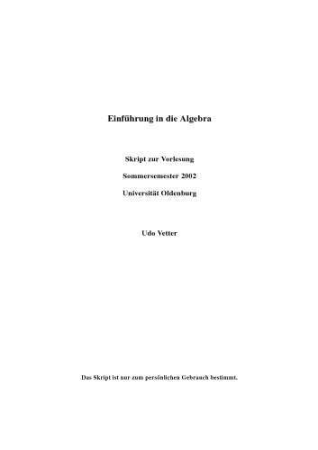 Einführung in die Algebra