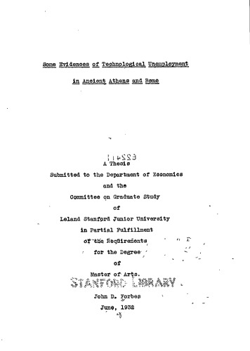 Some evidences of technological unemployment in Ancient Athens and Rome [master thesis]