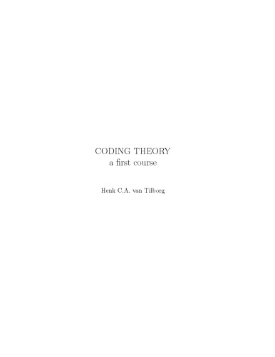 Coding theory: a first course [Lecture notes]