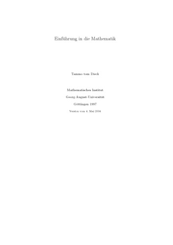 Einführung in die Mathematik [Lecture notes]